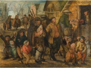 Niederlandische Genre-strassenszene by Johannes Vinckeboons
