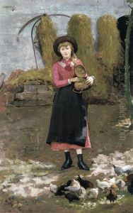 Filette Dans La Cour - Op Het Neerhof by Joseph Vindevogel