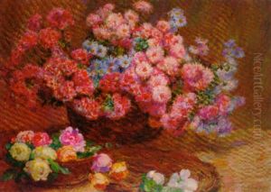 A Basket Of Summer Flowers by Flore Vindevogel-Geleedts