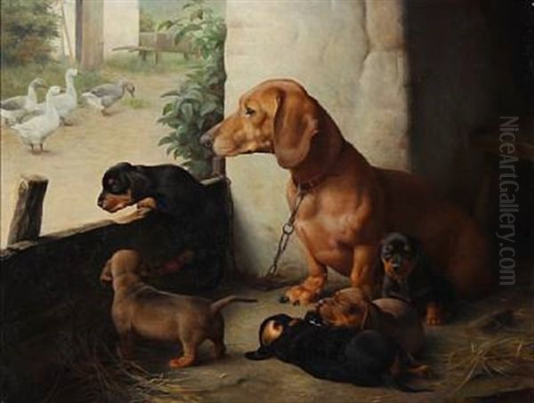 En Gravhund Med Hvalpe - view 1