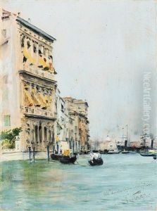 Venezia. Canal Grande Con Gondole by Francesco Vinea