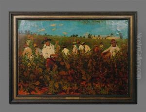 Peasants Picking Grapes by Salvador Viniegra Y Lasso
