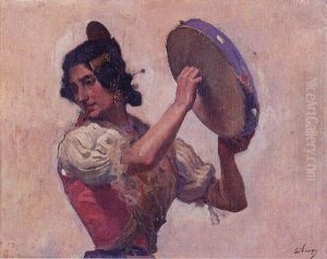 Valenciana Con Pandereta by Salvador Viniegra Y Lasso
