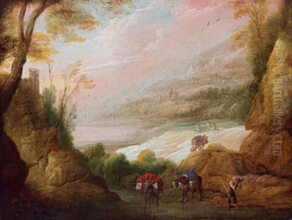 Gebirgslandschaft Mit Maultiertreiber - view 1