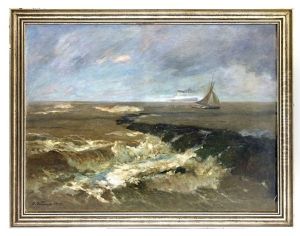 Nordsee Mit Fischerboot Und Passagierdampfer by Carl Vinnen