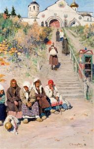 Figurengruppe Mit Orthodoxem Kloster by Sergei Arsenievich Vinogradov