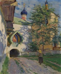 Church Of St Nicholas. Inner Entrance To The Monastery by Sergei Arsenievich Vinogradov