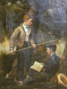 Two Boys Fishing And Reading by Frederick Porter Vinton