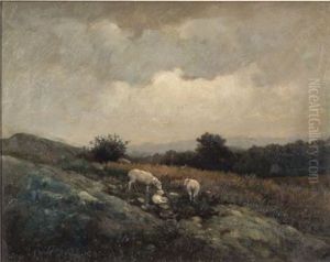 Tending To Her Lamb by Frederick Porter Vinton