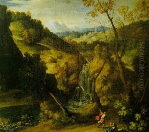 Personnages Pres D'une Cascade Dans Un Paysage by Giovanni Battista Viola