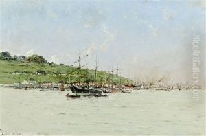 Boats On The Seine by Victor Viollet-Le-Duc