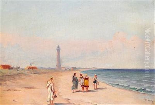 View Of Skagen Beach, In The Background Det Gra Fyr (the Grey Lighthouse) - view 1