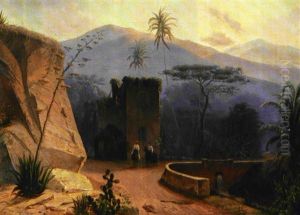 Ryttere Pa En Bjergvej (fra De Vestindiske Oer?) by Frederick Mayer Visby