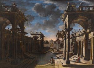 Elegant Figures In An Idealised Architectural Landscape