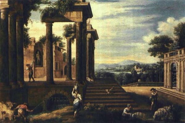 Capriccio Architettonico Con Pastori E Viandanti - view 1