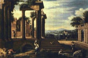 Capriccio Architettonico Con Pastori E Viandanti by Antonio Visentini
