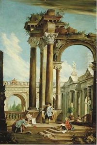 An Architectural Capriccio With Architects Drafting