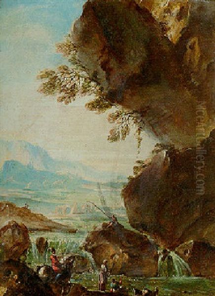 Paysage Au Cavalier Et Aux Pecheurs - view 1
