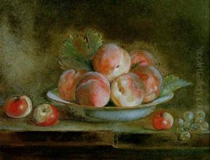 Nature Morte Au Plat De Peches Et Pommes Sur Un Entablement Nature Morte Au Plat De Peches Et Pommes Sur Un Entablement