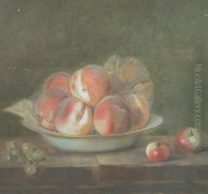 Nature Morte Au Plat De Peches Et Pommes Sur Un Entablement Nature Morte Au Plat De Peches Et Pommes Sur Un Entablement