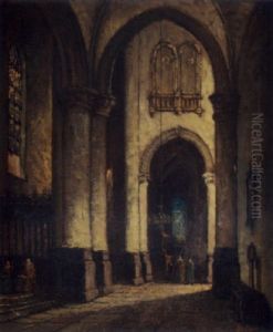 Interior Of A Church by Adrian Nicholaas Visser