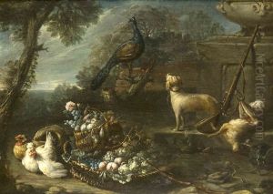 Jagdliches Arrangement Mit Huhnern by Candido Vitali