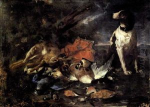 Nature Morte Au Trophee De Chasse Surveillee Par Un Chien by Candido Vitali