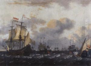 Men-of-war On The High Seas by Wigerus Vitringa