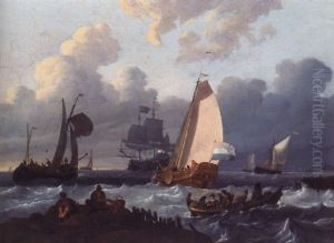 Eine Statenyacht Und Andere Boote Auf Bewegter See Vor Einer Hafenzufahrt
