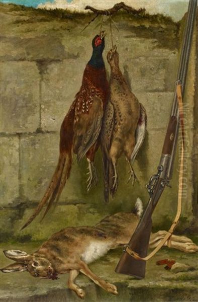 Jagdtsillleben Mit Fasanen Und Einem Hasen - view 1