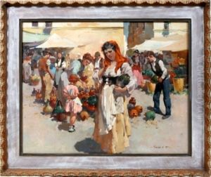 Hungarian Market Scene by W. Emerich Vizkelety