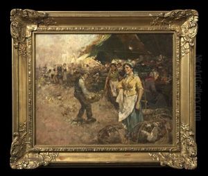 Gypsy Woman At An Open Air Market by W. Emerich Vizkelety