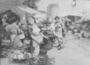 Hungarian Market Scene by W. Emerich Vizkelety