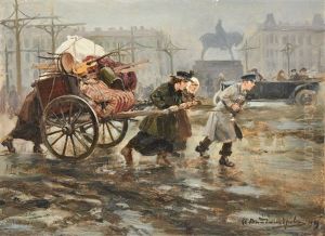 A Family Carrying Their Belongings - St. Petersburg