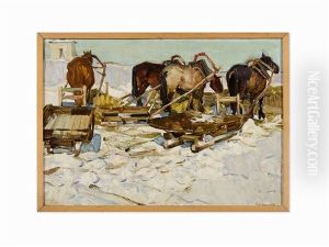Horses In The Rig In The Winter