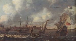 Man Of War Ships Returning To Port by Simon De Vlieger