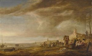 Fischverkauf Am Strand Von Scheveningen by Simon De Vlieger