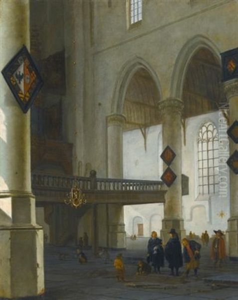 The Oude Kerk, Delft, With A View Of The Organ Loft From The Southern Aisle - view 1