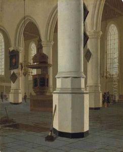 Interior Of The Oude Kerk, Delft, Seen From The Northern Aisle, Looking To The Southeast