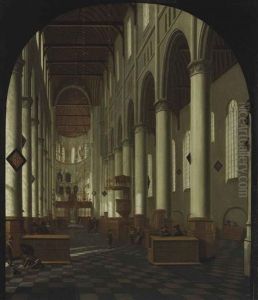 A View Of The Interior Of The New Church, Delft, In A Painted Arch by Hendrick Cornelisz van der Vliet