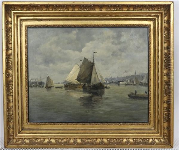 Vissersboten Voor Hollandse Havenstad - view 1
