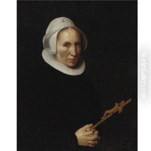 Portrait Of A Lady Holding A Crucifix