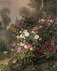 Stilleben Med Rosor I Olika Farger by Gottfried Wilhelm Voelcker