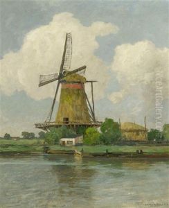 Windmuhle Am Wasser by Fritz Voellmy
