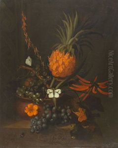 Fruchtestillleben Mit Ananas, Weintrauben, Aloe Vera Und