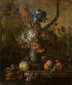Lilien, Zuckerbusche, Trompetenblumen Und Turkische Nelken In Einer Chinesischen Porzellanvase by Karel Borchaert Voet