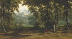 Late Afternoon In A Wooded Valley by Johannes Gysbert Vogel the Younger