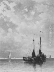 Vissersschepen Voor Anker by Johannes Gysbert Vogel the Younger