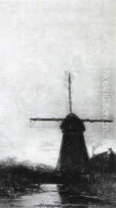 A Mill In A Polder Landscape by Johannes Gysbert Vogel the Younger