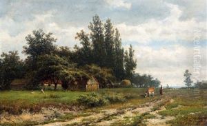 Landschap Met Koeherderin by Cornelis Jan de Vogel